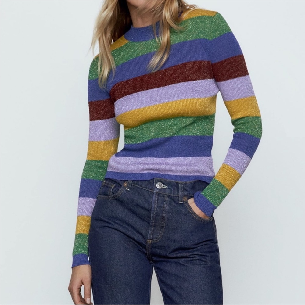 Zara Mutli-Colored Long Sleeve Striped Shirt
